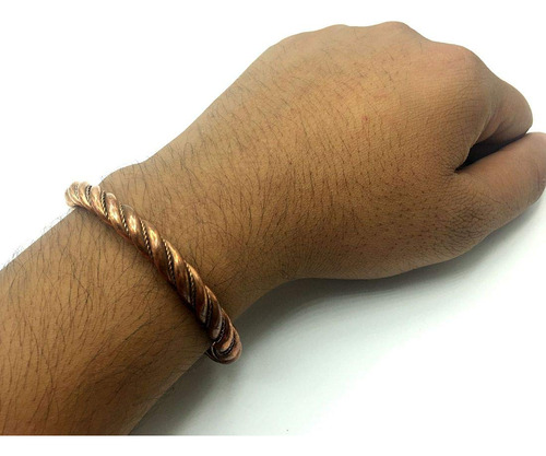 Healing Lama Pulsera De Cobre Trenzado De Diseno Tradicional