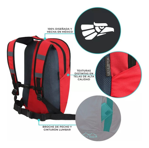 Mochila Senderismo Kon Tiki Paricutín 30 L Rojo Moparirr0uu0