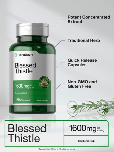 Suplemento Horbaach Blessed Thistle Capsules 1600 Mg 150 Uni