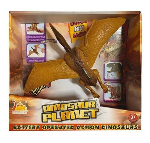 Imagen 2 de 4 de Dinosaurio Volador 30cm Luz Y Sonido Pterosaurio Mueve Alas