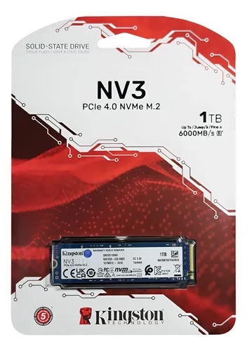 Ssd Kingston 1tb M2 Nvme3 Interno Pcie Gen 4.0 Leitura 6000mb/s