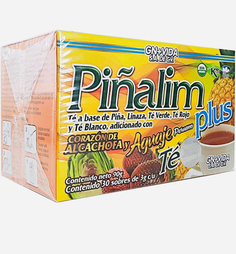 Té Piñalim Plus Con Alcachofa Y Aguaje (30 Sobres) Gn+vida