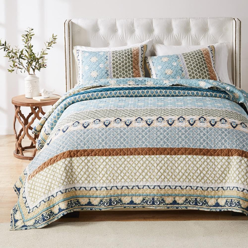 Juego De Cama Acolchada 2 Piezas Individual Xl Azul