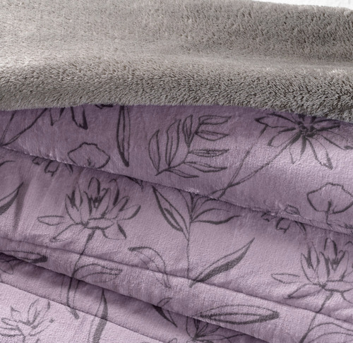 Cobertor Invernal Kingsize / Qs Xl Lavanda Lila Vianney Diseño De La Tela Floreado