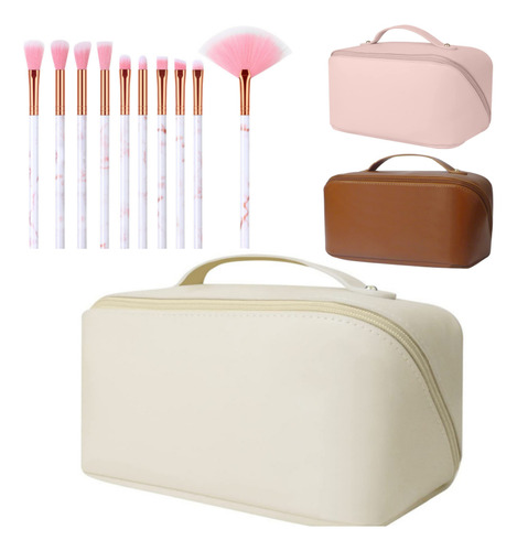 Bolsa De Cosméticos De Belleza Multifuncional, 10 Brochas De