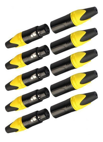 2 X 5 Pares Conector Xlr , Macho Y Hembra Amarillo