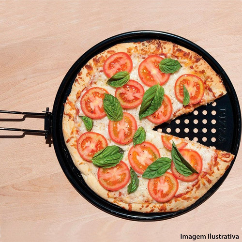 Imagem 1 de 6 de Grelha De Pizza Antiaderente Prana Preta