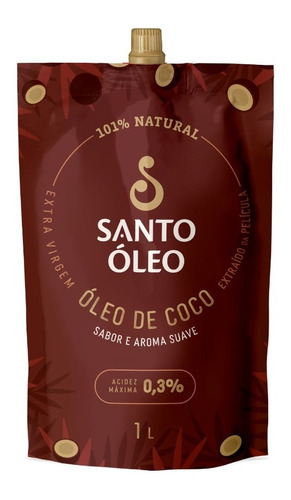 Óleo De Coco Santo Óleo Extravirgem De Película Natural 1l 