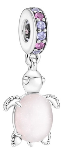 Charm Dije Animalito En Plata Ley Con Circonias - Momentos Tortuga Rosa