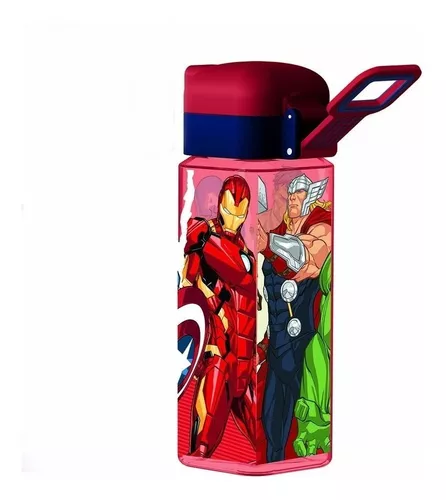 Botella 390ML con Cierre Antigoteo de Plástico para Niños Avengers