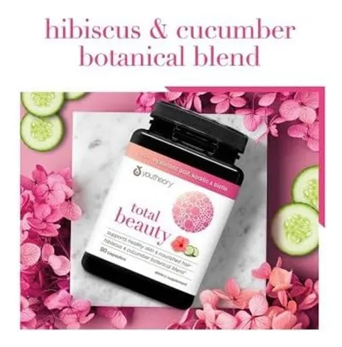 Youtheory Total Beauty, Hibiscus Y Cucumber Botanical Blend.