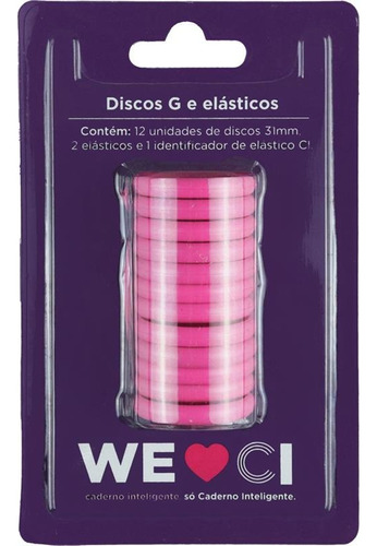 Discos + Elástico P/ Caderno Inteligente Cor Pink