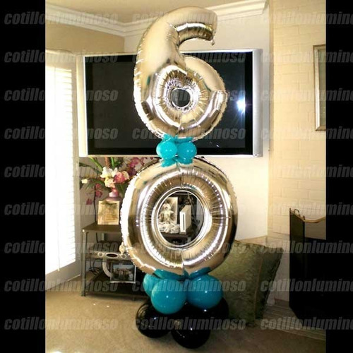 Combo 2 Globos Numeros Plateado Metalizado 80 Cm Con/stock