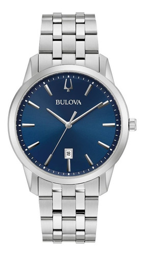 96b338 Reloj Bulova Sutton Quartz Hombre Plateado/azul