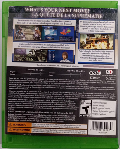 Dynasty Warriors 8 Empires Jogo Xbox One Físico Usado (Usado)