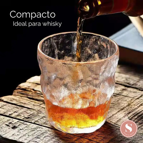 Set 6 Vasos Licor Whisky Vidrio Relieve 300ml