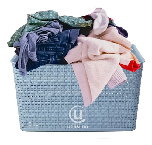 Cesto Canasta Organizador Ropa Tipo Rattan | Utilisimo® Color Azul