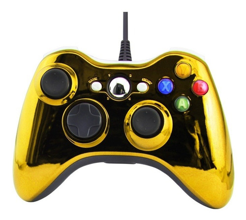 Joystick Xbox 360 Control Mando Cableado Pc Dorado Cromo