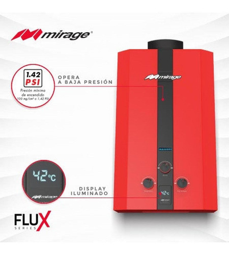 Calentador de agua a gas GLP Mirage Flux MBF10BB rojo