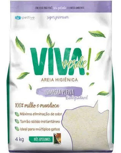 Areia Higiênica Viva Verde Limpeza Plena 4kg Roxa Bio Fina