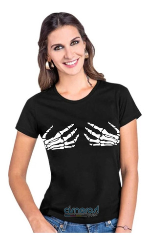 Playera Manos Pechos Esqueleto Halloween Todas Las Tallas