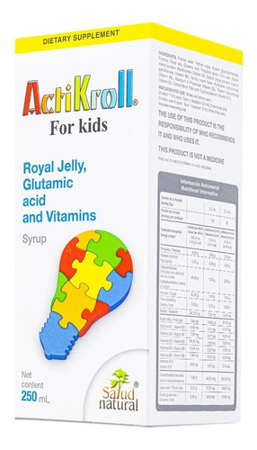 Actikroll Para Niños Glutamico Jalea Real Vitaminas 250 Ml
