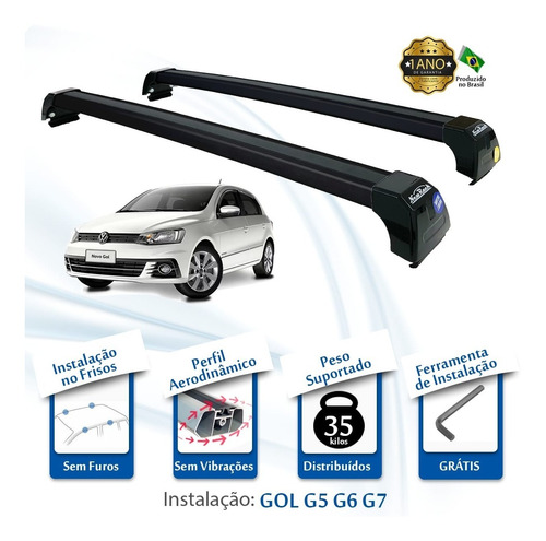 Rack De Teto Para Gol G5 G6 G7 13 14 15 16 17 100% Aluminio