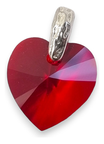 Dije Plata Cristal Swa Corazon Rojo 18mm