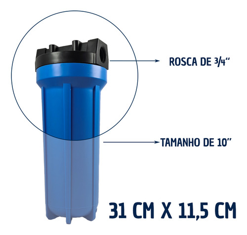 Filtro Agua Cavalete Caixa Dagua Pou Refil Plissado Lavável Cor Rosca 3/4