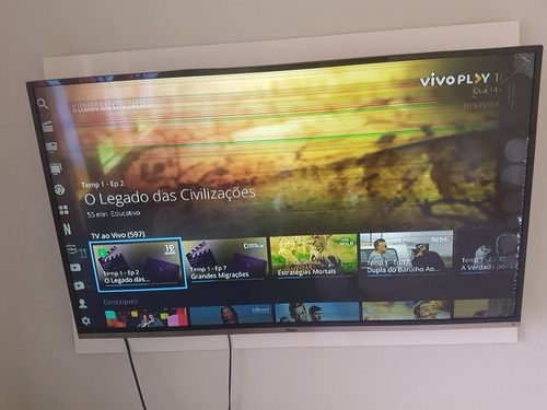 Tv Philco Ptv49f68dsw N 4k Funcionando Com Tela Quebrada.