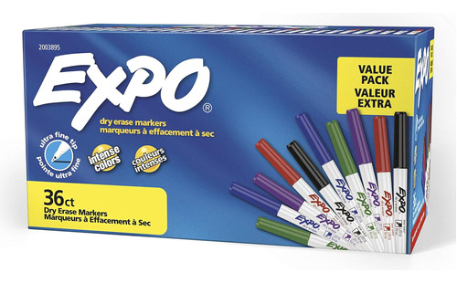 Expo Low-odor Dry Erase Markers, Ultra Fine Tip, Assorted Co