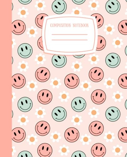 Book : Composition Notebook Pretty Pink Smiley Face | 7.5 X