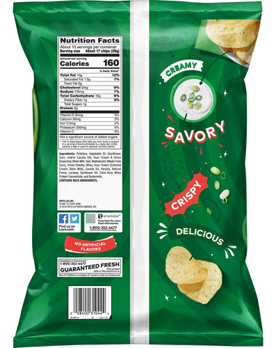 Lay's Papas Fritas Con Sabor A Crema Agria Y Cebolla,354.3 G