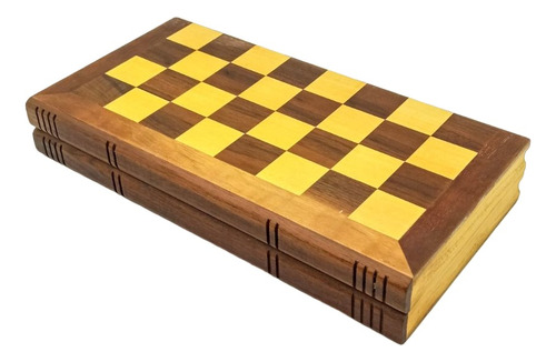 Ajedrez De Madera Tablero Fichas Damas + Backgammon 29x29cm