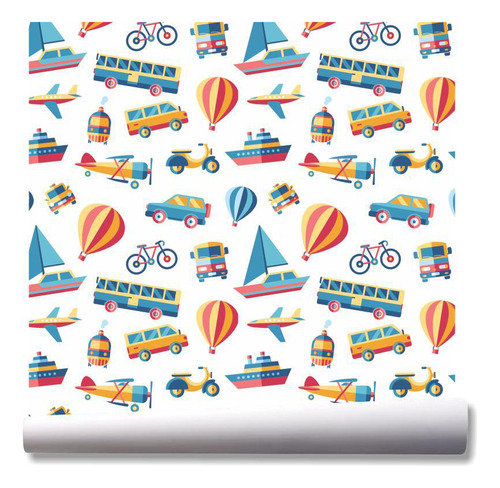 Papel De Parede Carro Bicicleta Transporte Kit 02 Rolos A222