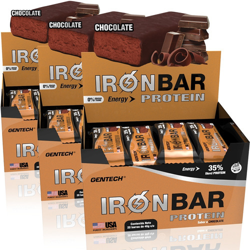 Promo 60 Iron Bar Gentech Barras Proteicas 46 Gr C/u Sin Tac