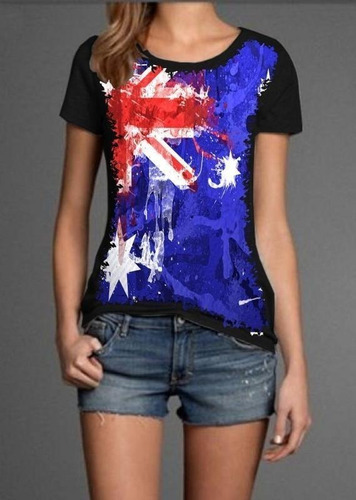Camiseta Feminina  Bandeira Australia Plus Size