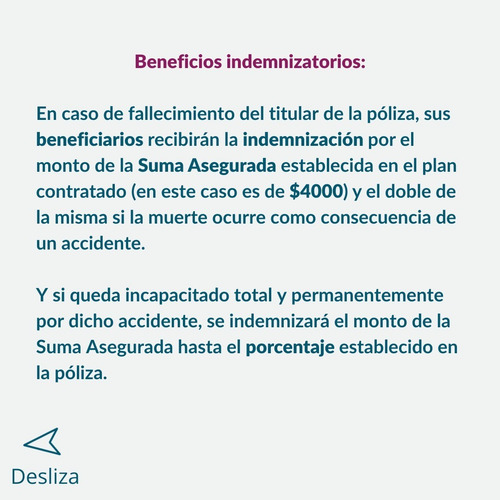Imagen 3 de 3 de Seguro De Accidentes Personales Suma Asegurada $4.000