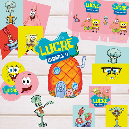 Kit Imprimible Personalizado Bob Esponja, Cumpleaños