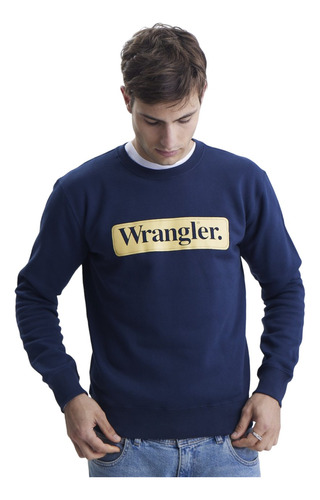 Buzo Algodon Hombre Wrangler Frisado Season Logo Premium