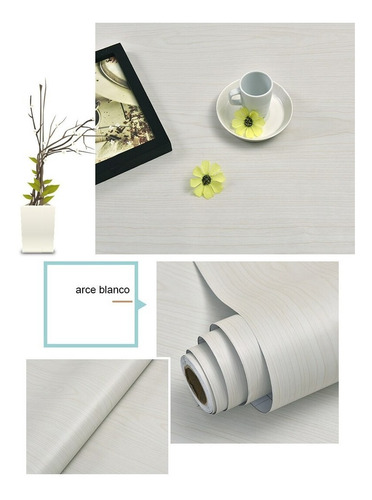 Papel Tapiz Adherible Textura Madera Blanca 10m X 45cm Tp122