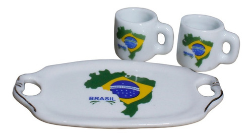 Mini Jogo De Canecas Mapa Do Brasil Em Cerâmica 177g 10ml
