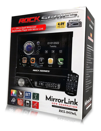 Pantalla Rock Series Motorizada Rks-in7ml 7  Mirror Link Usb