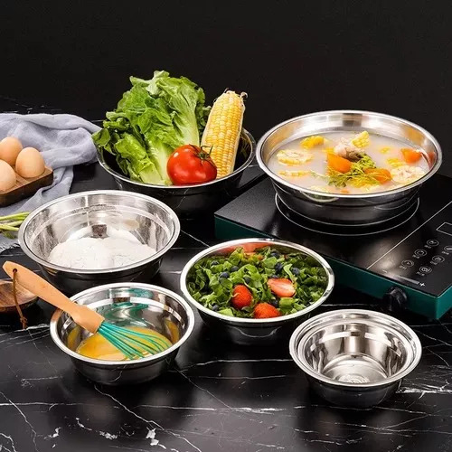 6 Pcs Tazon Bowl Ensaladera Mezclar Acero Inoxidable Cocina AC 8154