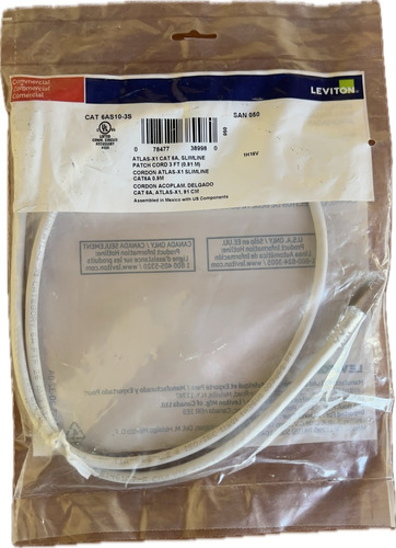 Patch Cord 6a Utp Leviton 6as10-10s Gris Claro 10 Pies