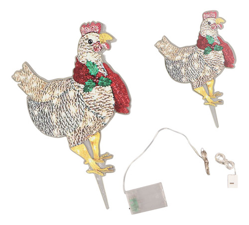 Adornos Navideños De Pollo, 2 Piezas, Bufanda Iluminada, Acr