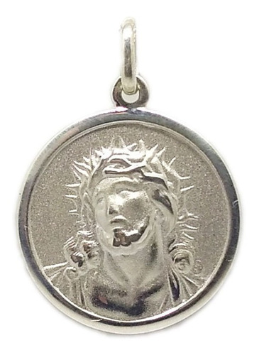 Medalla Ecce Homo Jesús - Plata Blanca - Grabado - 22mm