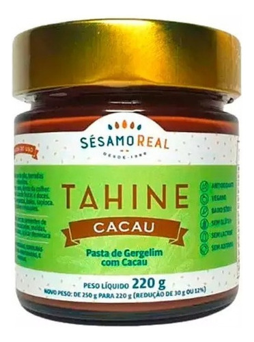 Tahine Cacau - Pasta De Gergelim Com Cacau - Sésamo Real