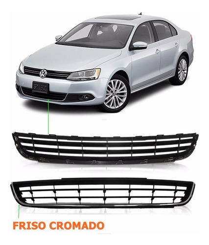 Imagem 2 de 4 de Grade Central Friso Cromado Jetta 2011 2012 2013 2014 2015