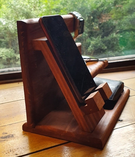 Organizador Celular Billetera Reloj, En Madera